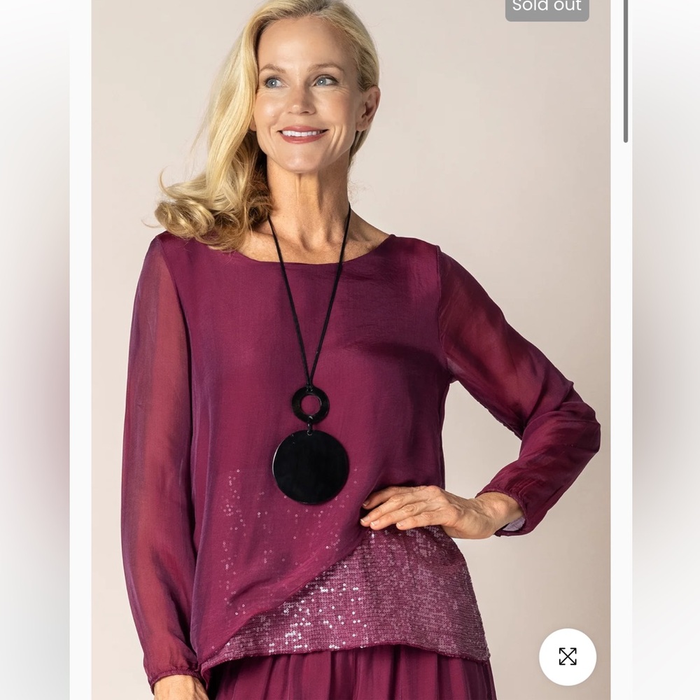 100% Silk Top in Mulberry Wine Made In Italy